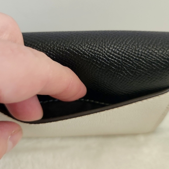 Coach Small Leather Silver Chalk Black White Brown Multi Trifold Wallet CF446 - Picture 6 of 13